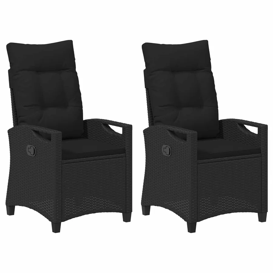Chaise de jardin 2 pcs Noir 56 x 64 x 94 cm Acier et Polyester - 2