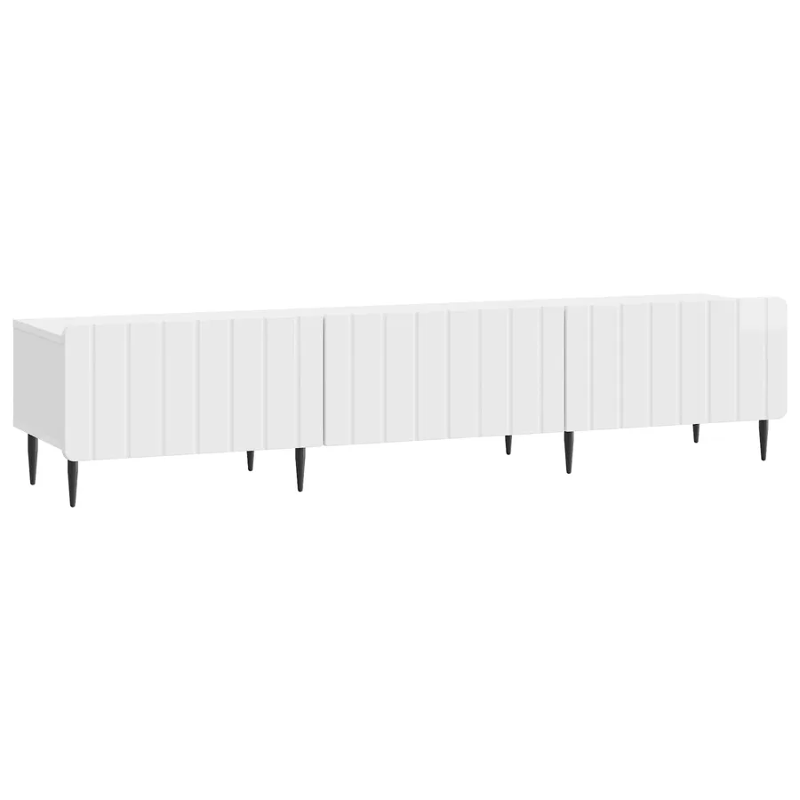 Meuble TV Blanc brillant 147 x 34,5 x 32 cm Bois d'ingénierie - 2