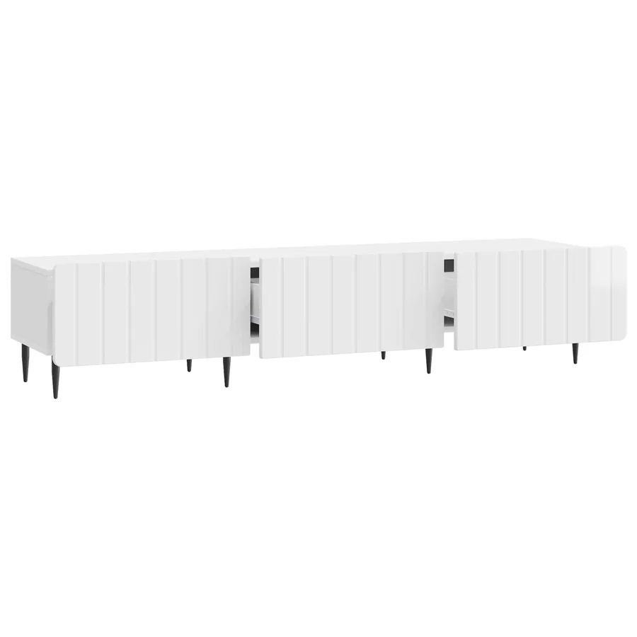 Meuble TV Blanc brillant 147 x 34,5 x 32 cm Bois d'ingénierie - 5