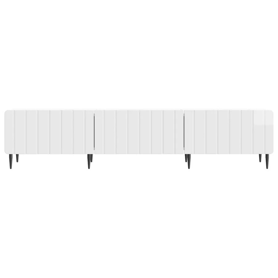 Meuble TV Blanc brillant 147 x 34,5 x 32 cm Bois d'ingénierie - 6