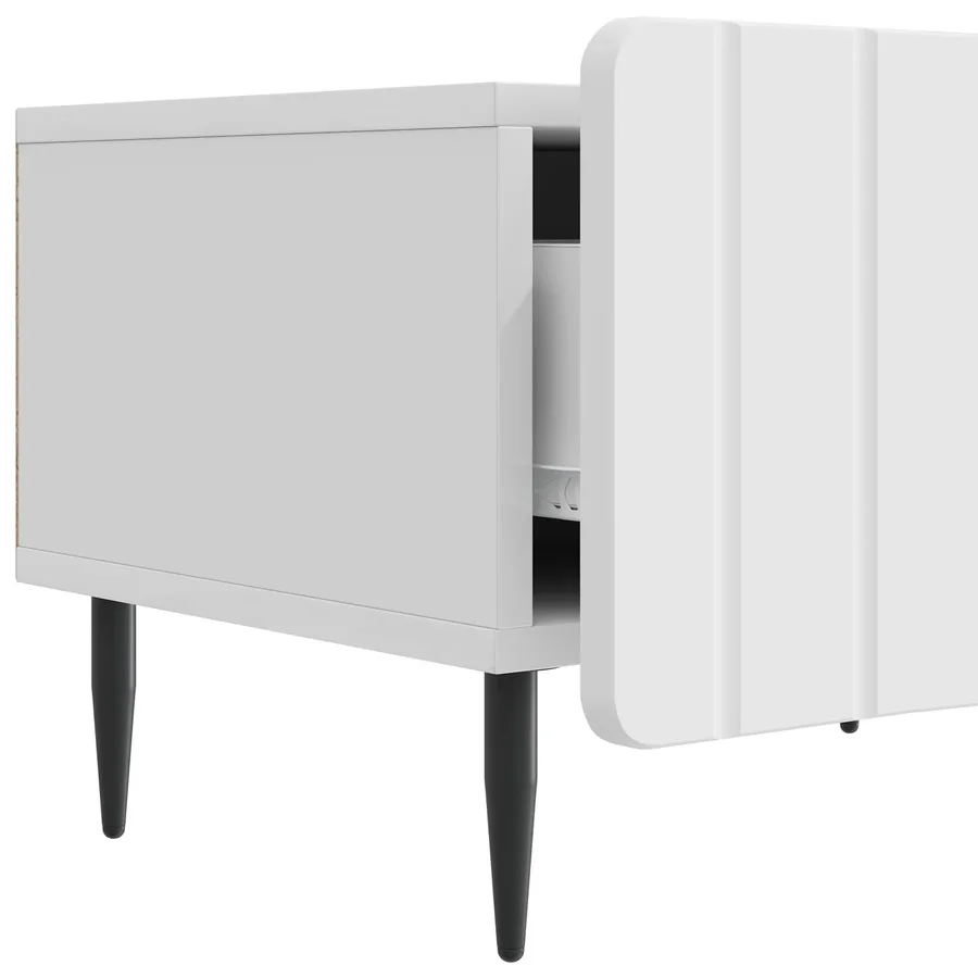 Meuble TV Blanc brillant 147 x 34,5 x 32 cm Bois d'ingénierie - 9