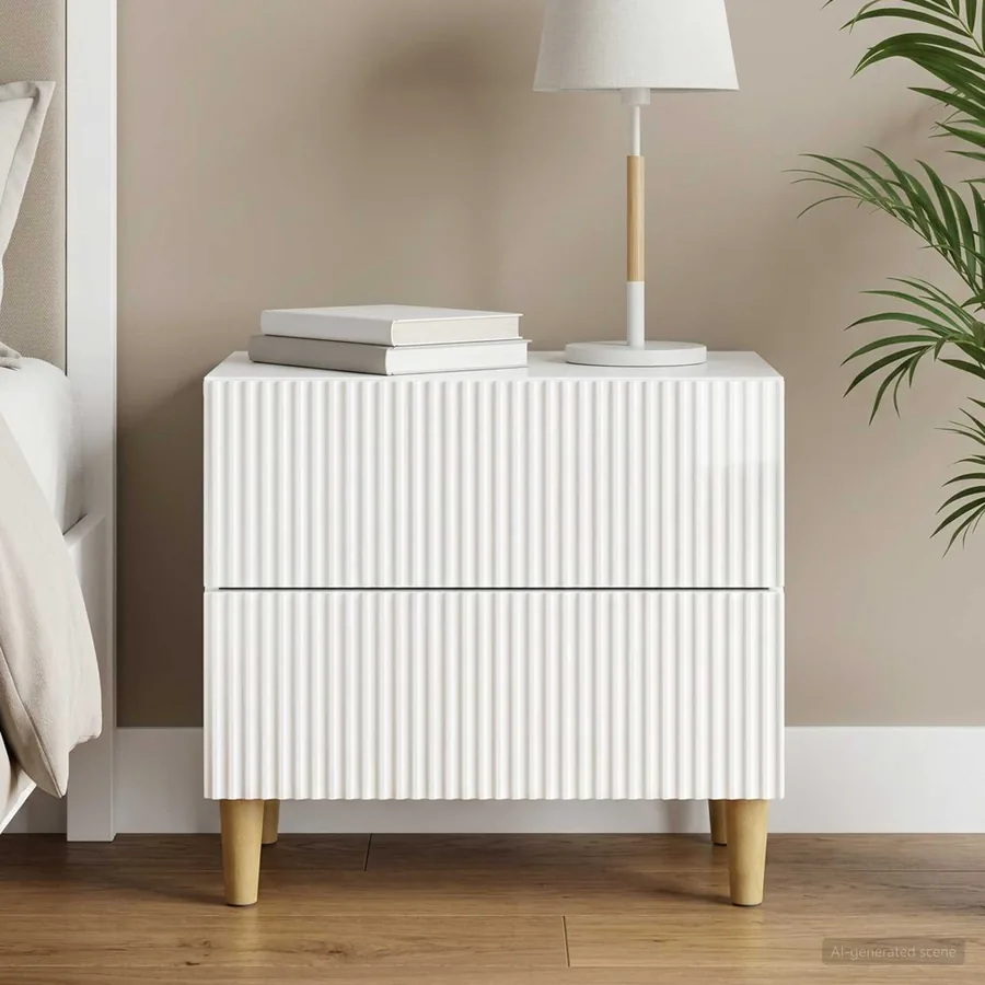 Cabinet de chevet avec tiroir Blanc brillant 62 x 34,5 x 48 cm