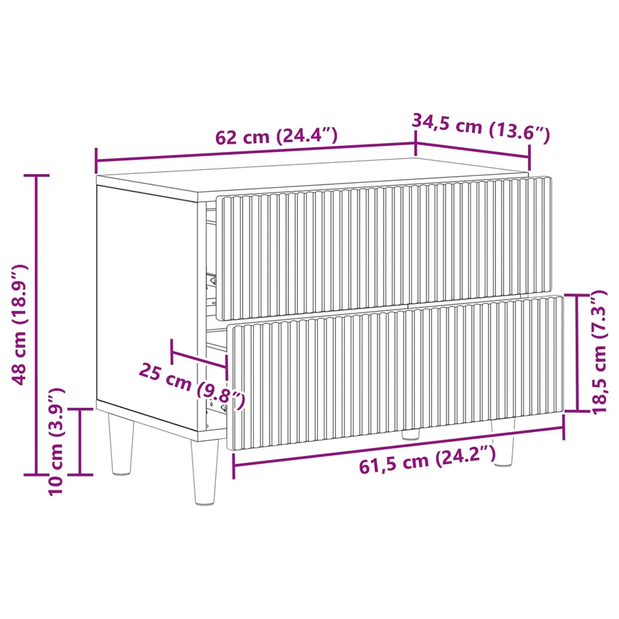 Cabinet de chevet avec tiroir Blanc brillant 62 x 34,5 x 48 cm - 11