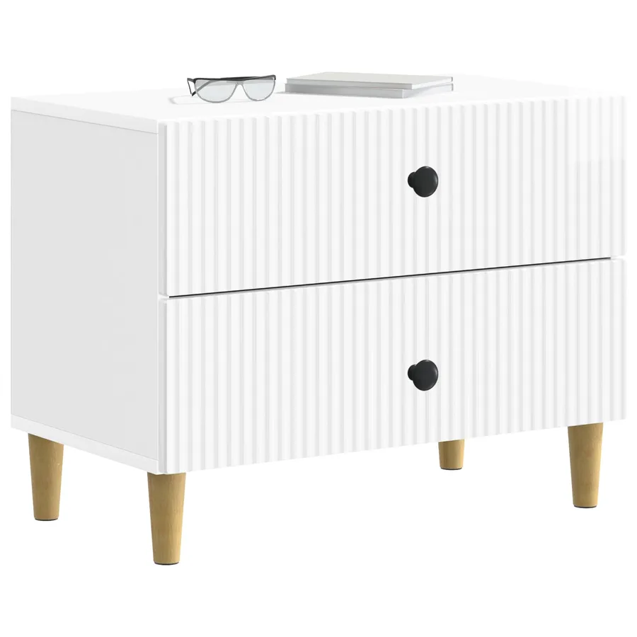 Cabinet de chevet avec tiroir Blanc brillant 62 x 34,5 x 48 cm - 3