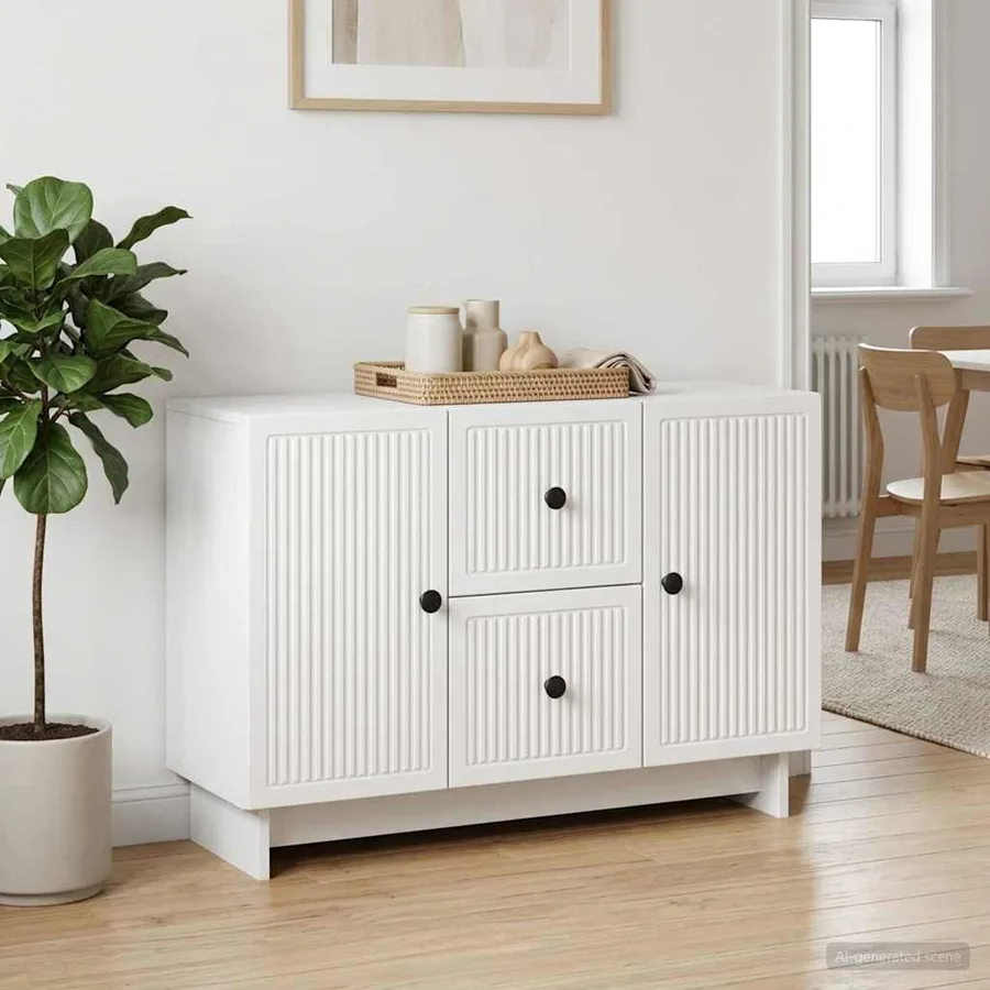 Buffet Blanc 89 x 34,5 x 60 cm Bois d'ingénierie - 4