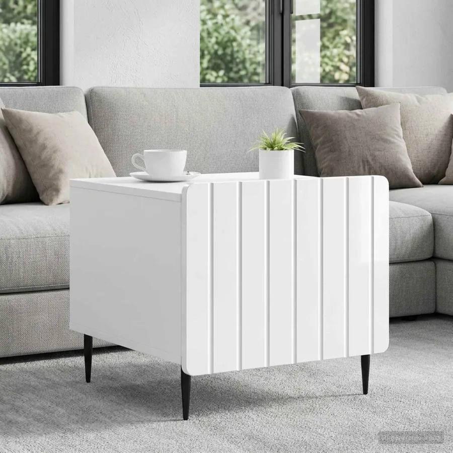 Table basse Blanc brillant 49 x 50 x 42 cm Bois d'ingénierie