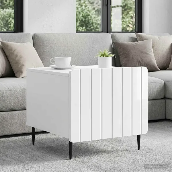 Table basse Blanc brillant 49 x 50 x 42 cm Bois d'ingénierie