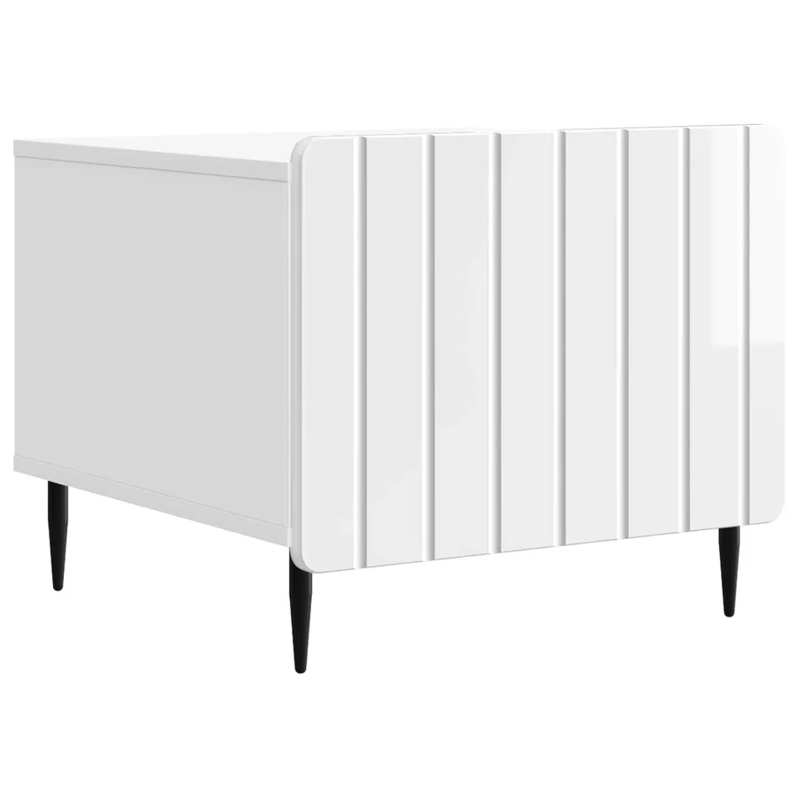 Table basse Blanc brillant 49 x 50 x 42 cm Bois d'ingénierie - 2
