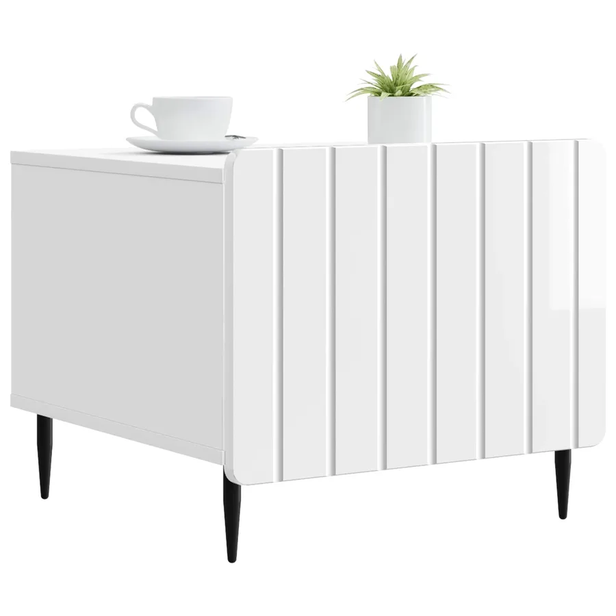 Table basse Blanc brillant 49 x 50 x 42 cm Bois d'ingénierie - 3