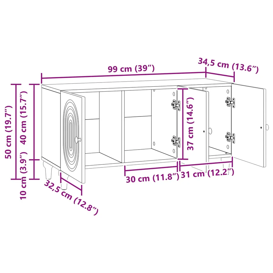 Meuble TV Blanc brillant 99 x 34,5 x 50 cm Bois d'ingénierie - 13