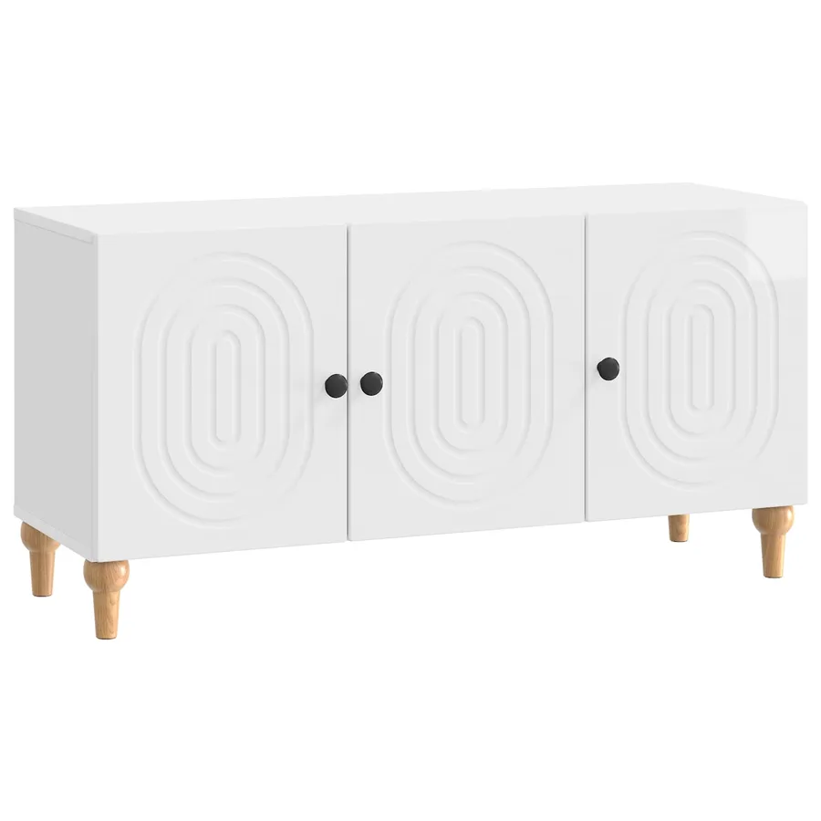 Meuble TV Blanc brillant 99 x 34,5 x 50 cm Bois d'ingénierie - 2