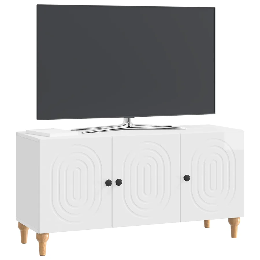Meuble TV Blanc brillant 99 x 34,5 x 50 cm Bois d'ingénierie - 3