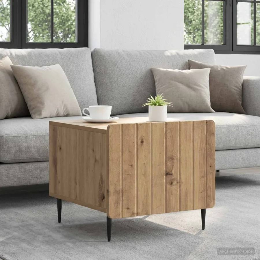 Table basse Chêne artisanal 49 x 50 x 42 cm Bois d'ingénierie