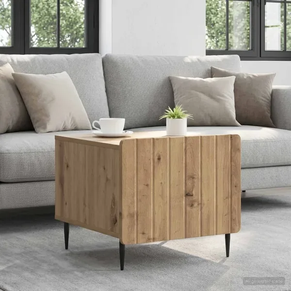 Table basse Chêne artisanal 49 x 50 x 42 cm Bois d'ingénierie