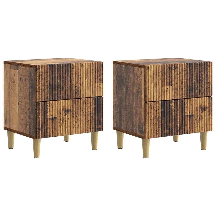 Cabinet de chevet 2 pcs Bois ancien 43 x 34,5 x 48 cm - 2
