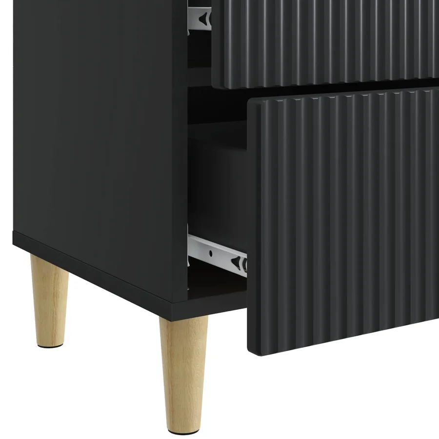 Cabinet de chevet avec tiroir 2 pcs Noir 43 x 34,5 x 48 cm - 11