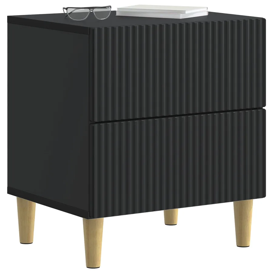 Cabinet de chevet avec tiroir 2 pcs Noir 43 x 34,5 x 48 cm - 3