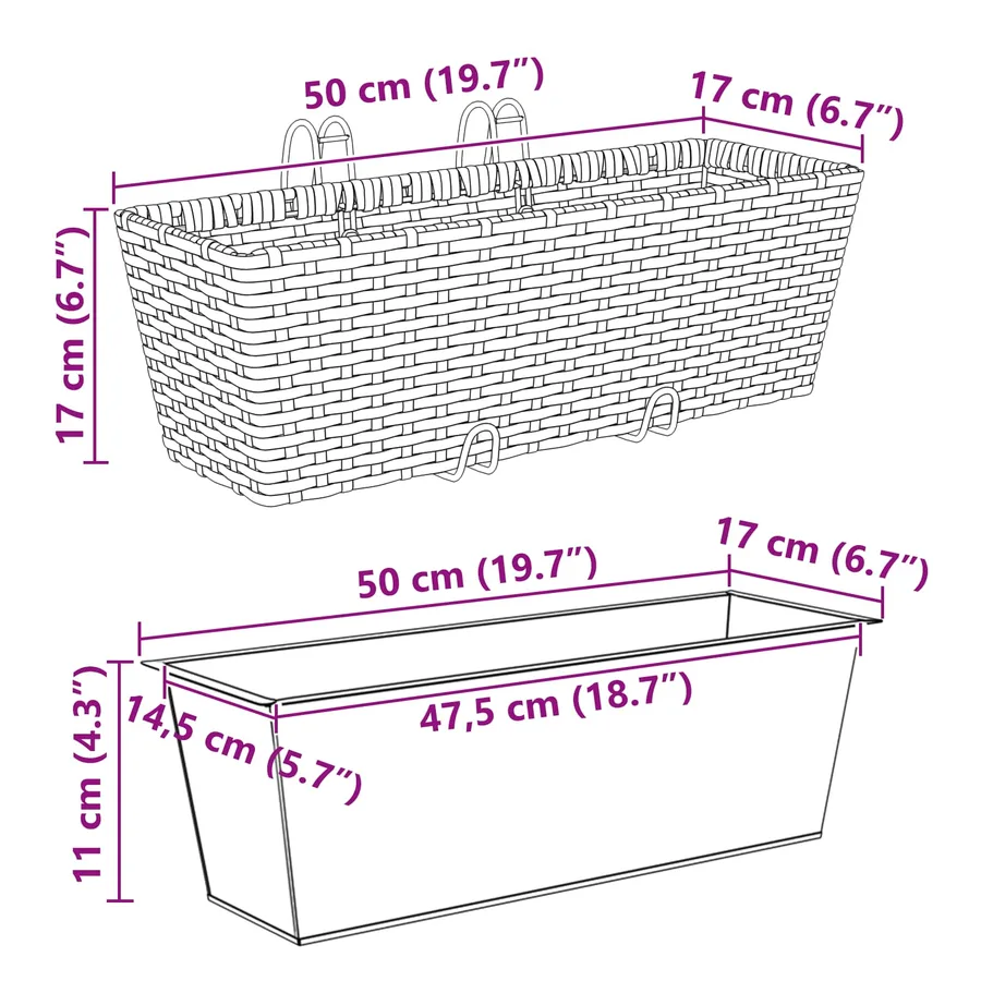 Garde-Corps 2 pcs 50 x 17 x 17 cm Métал - 9