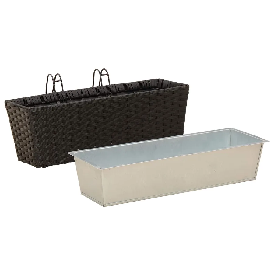 Garde-Corps 2 pcs Noir 50 x 17 x 17 cm Métал - 4