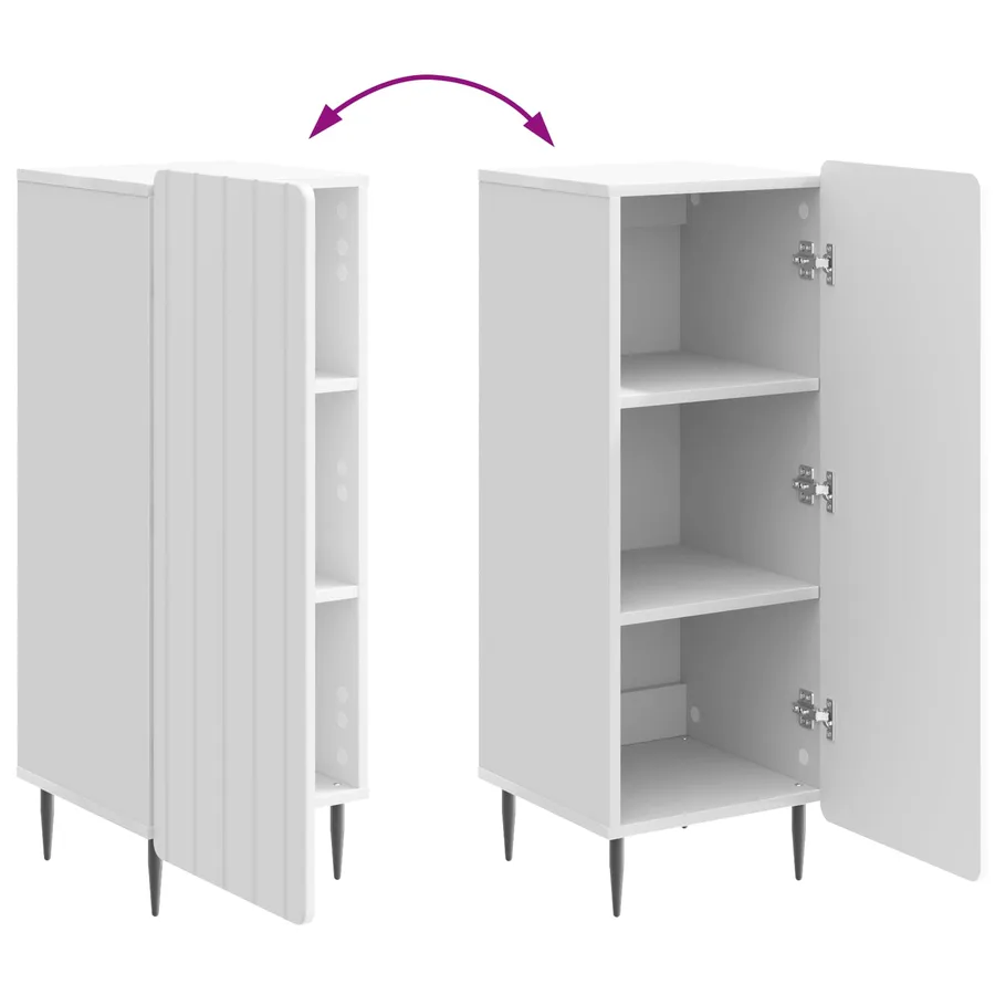 Buffet Blanc brillant 34,5 x 33 x 92 cm Bois d'ingénierie - 11