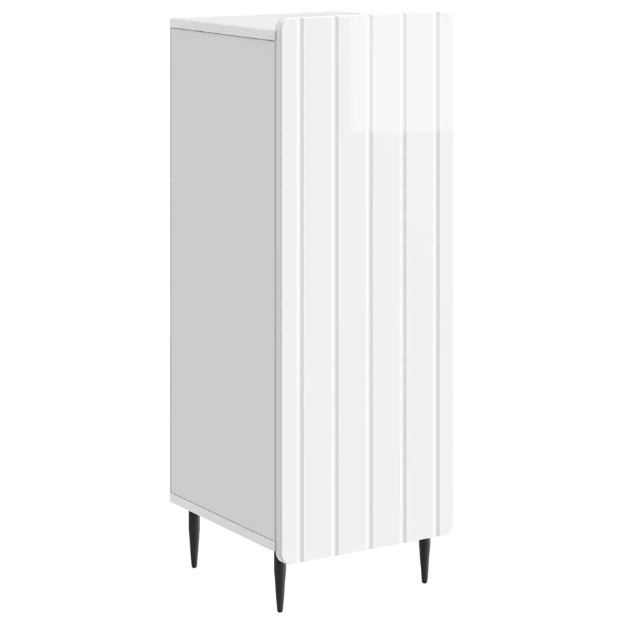 Buffet Blanc brillant 34,5 x 33 x 92 cm Bois d'ingénierie - 2