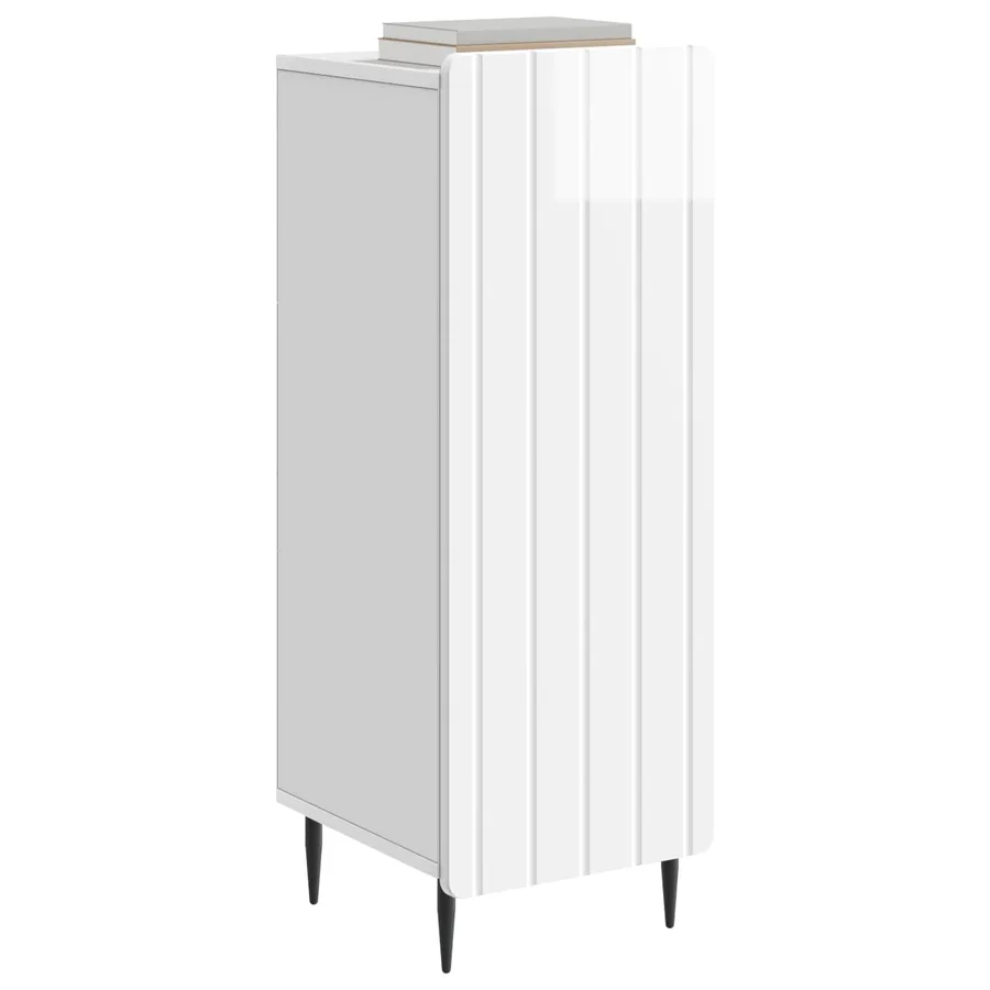 Buffet Blanc brillant 34,5 x 33 x 92 cm Bois d'ingénierie - 3