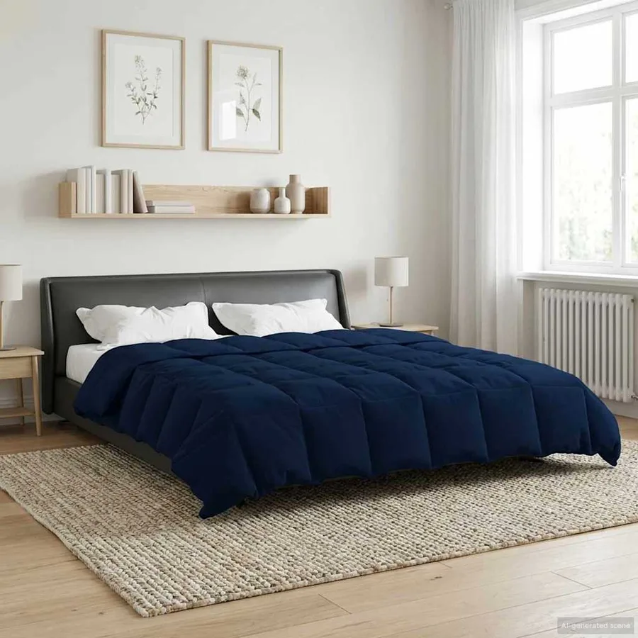Duvet d'hiver Matelassé Bleu foncé 240 x 260 cm Microfibre - 4