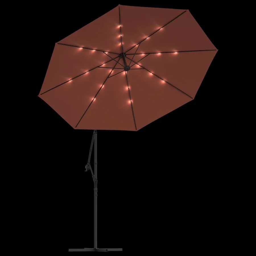Parasol de jardin en porte-à-faux et lumières LED mât en acier - 6