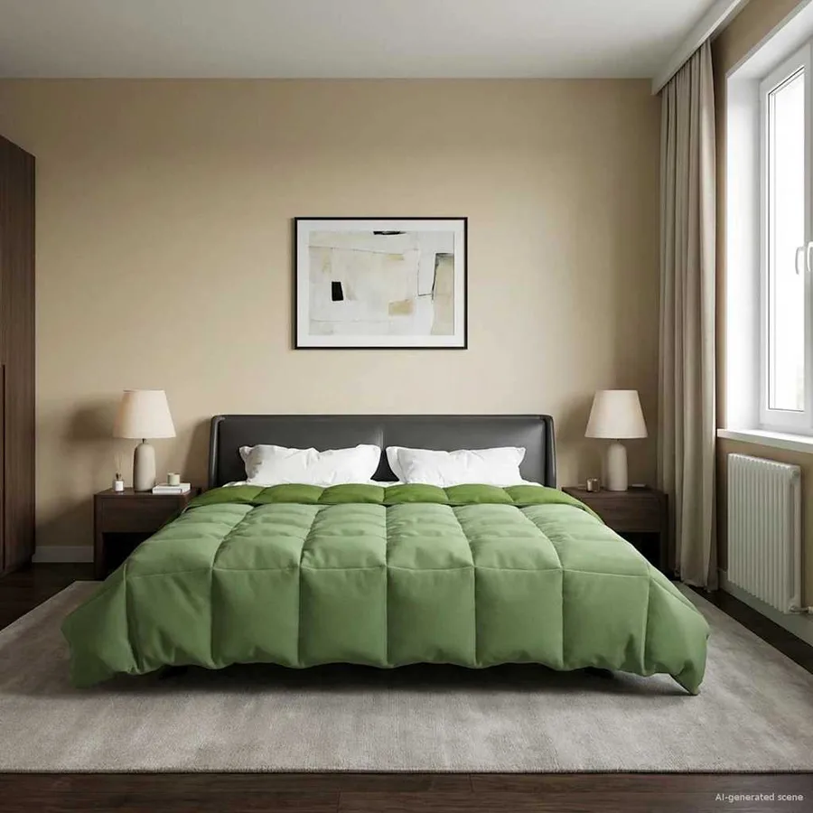 Duvet d'été simple Matelassé Vert 240 x 260 cm Microfibre - 4