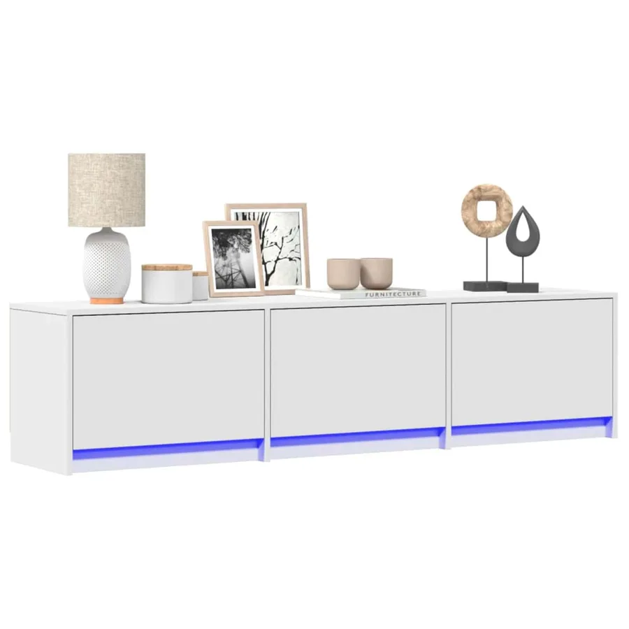 Meuble TV avec LED Blanc 165 x 34 x 40 cm Bois d'ingénierie - 2