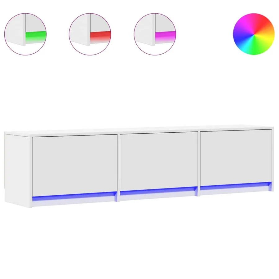 Meuble TV avec LED Blanc 165 x 34 x 40 cm Bois d'ingénierie - 3