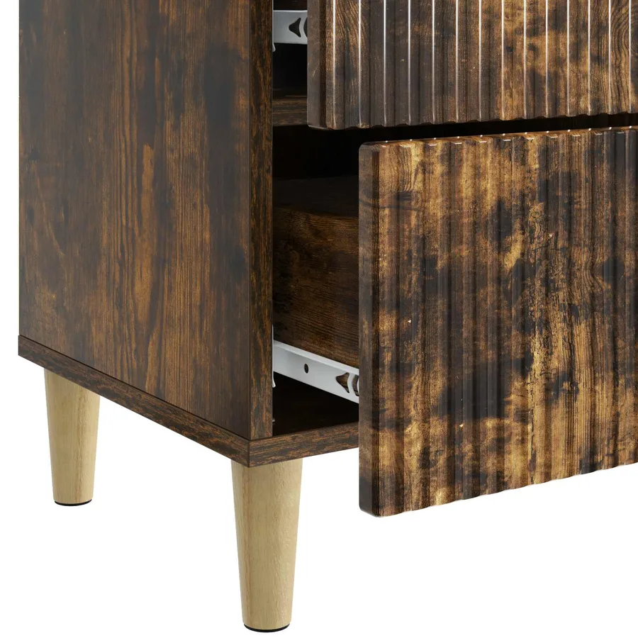 Cabinet de chevet avec tiroir Chêne fumé 43 x 34,5 x 48 cm - 9