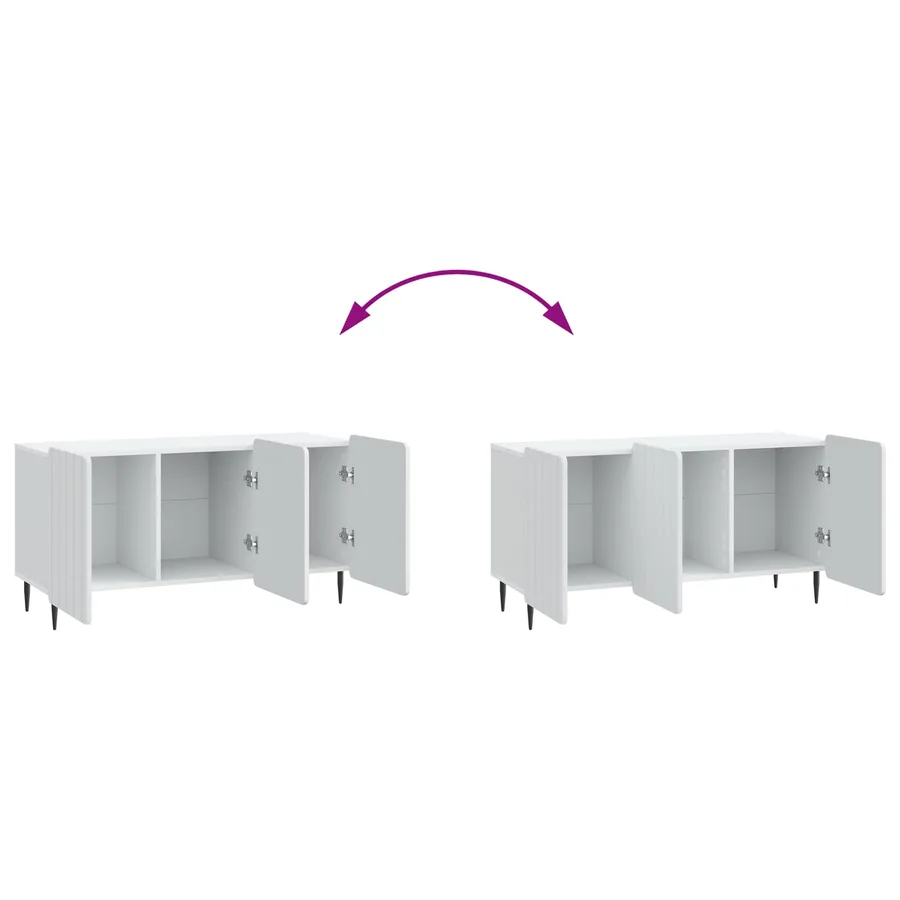 Meuble TV Blanc 99 x 34,5 x 52 cm Bois d'ingénierie - 11