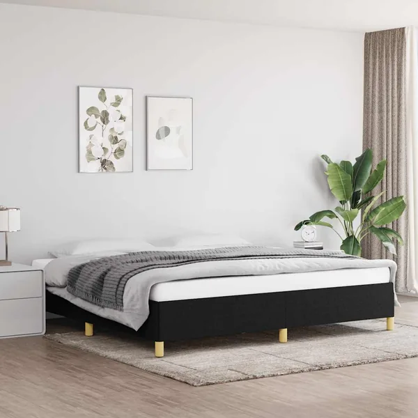 Cadre de lit sans matelas noir 200x200 cm tissu