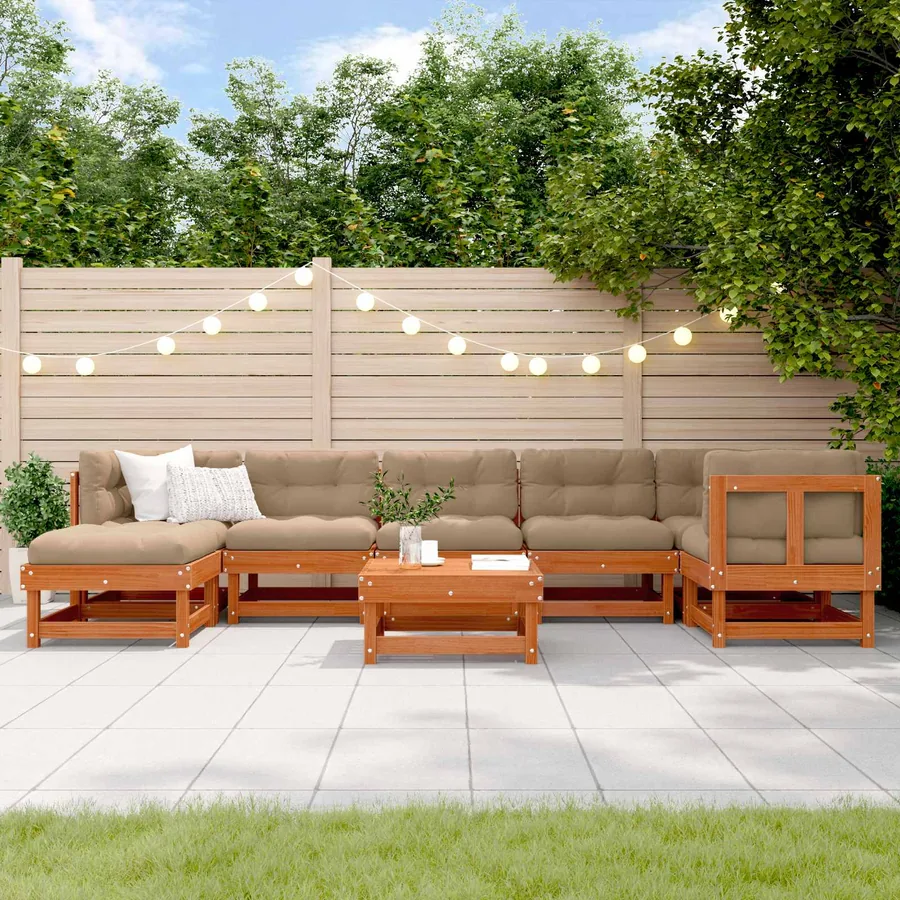 Ensemble de salon de jardin ARAKIL 8 pcs Brun cire