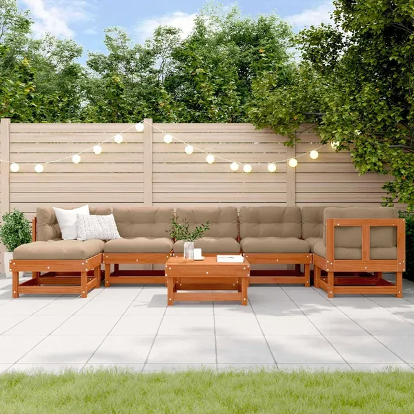 Ensemble de salon de jardin ARAKIL 8 pcs Brun cire
