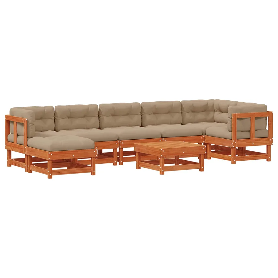 Ensemble de salon de jardin ARAKIL 8 pcs Brun cire - 2