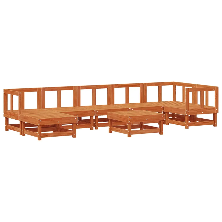 Ensemble de salon de jardin ARAKIL 8 pcs Brun cire - 3