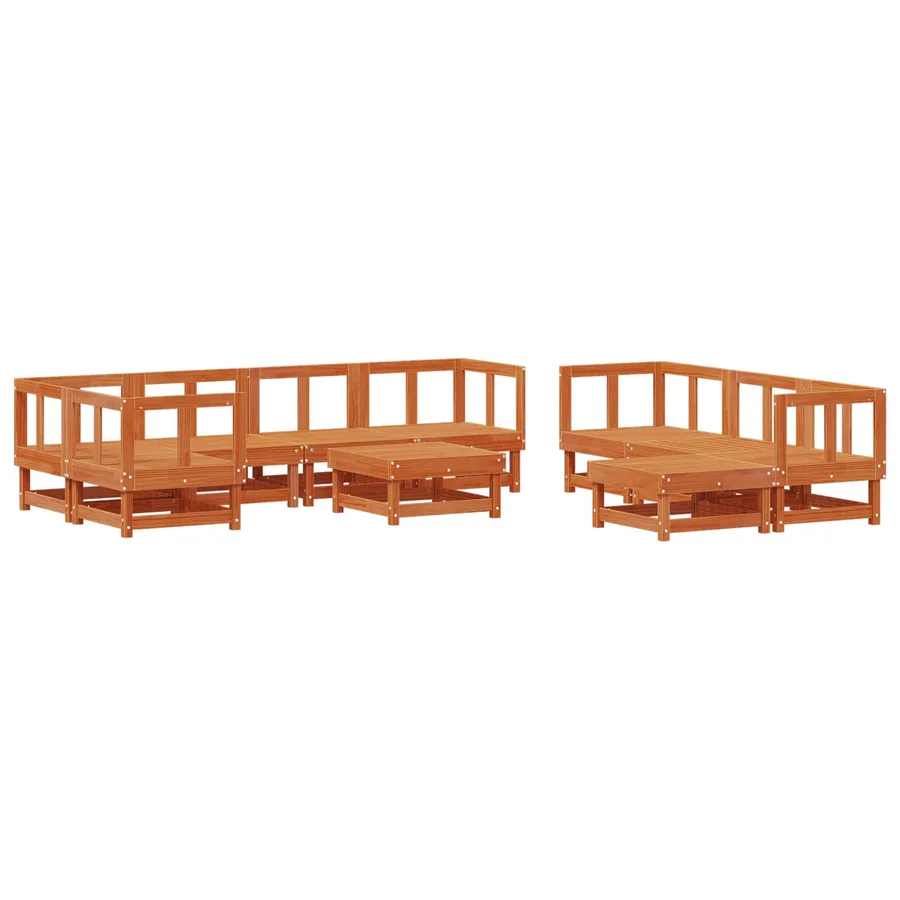 Ensemble de salon de jardin 33 pcs Brun cire Bois de pin massif - 3