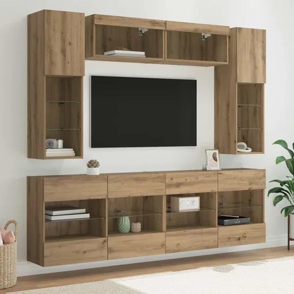 Ensemble de meuble TV mural 6 pcs Chêne Artisanal