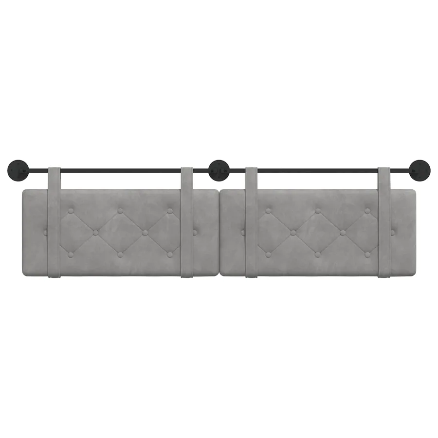 Tête de lit suspendue Gris clair Velours - 5