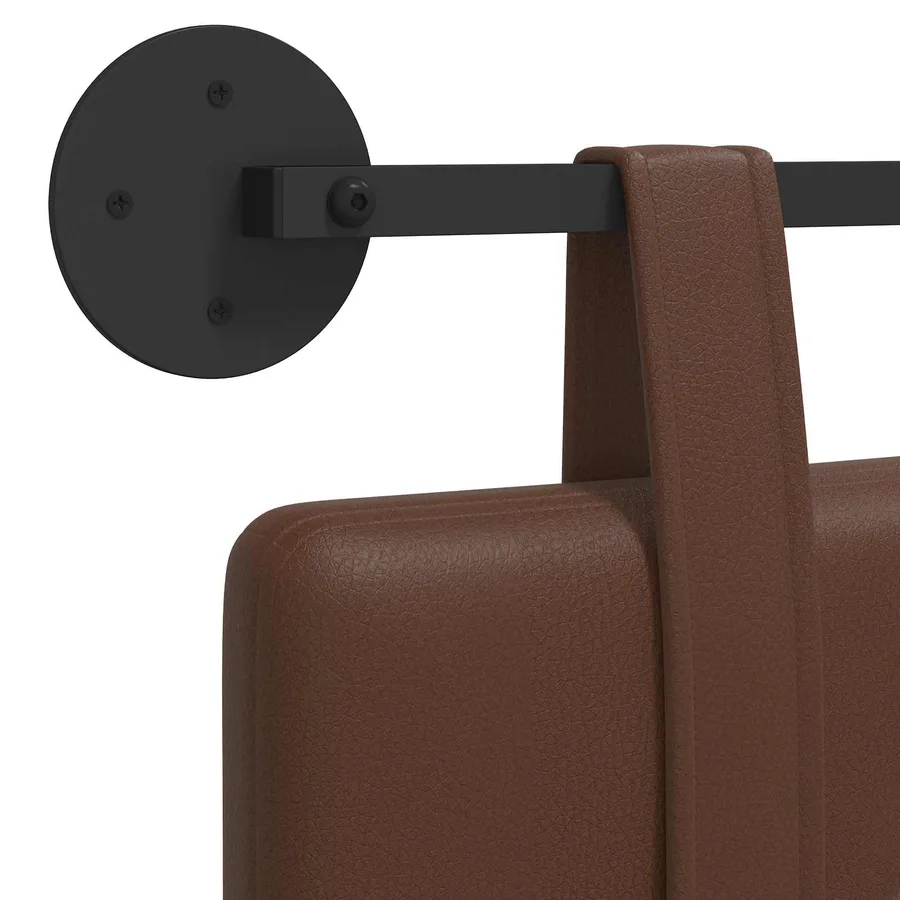 Tête de lit suspendue Marron Simili cuir - 9