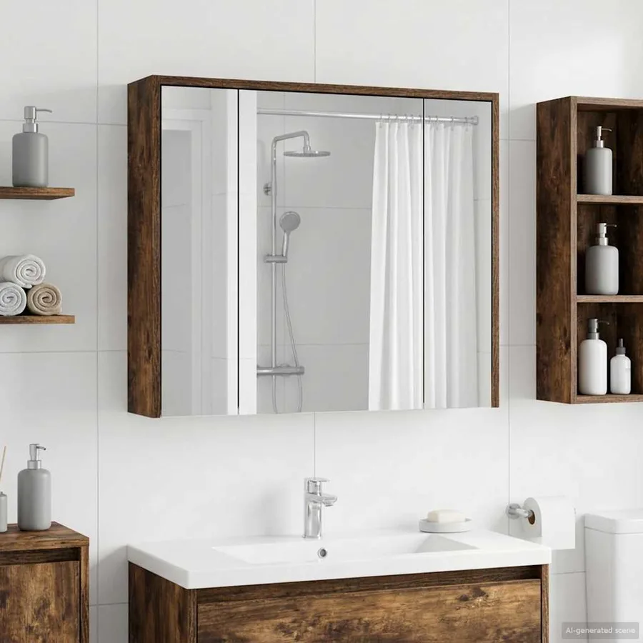 Armoire Miroir de Salle de Bain Chêne fumé 73,5 x 16 x 62,5 cm - 4