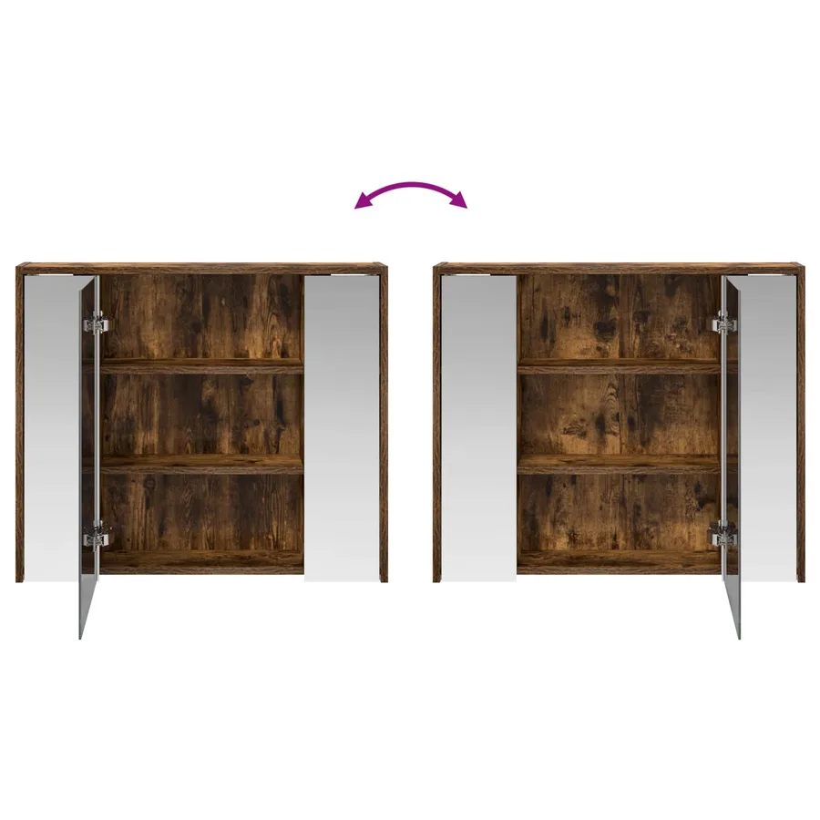 Armoire Miroir de Salle de Bain Chêne fumé 73,5 x 16 x 62,5 cm - 8