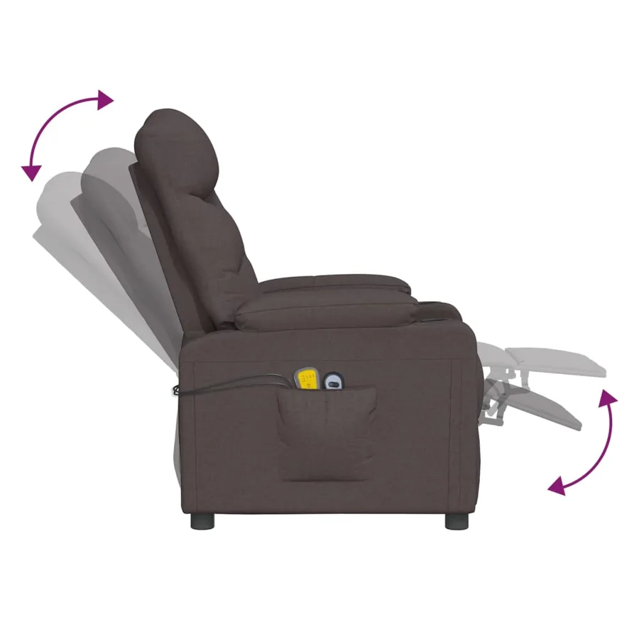 Fauteuil électrique de massage Marron foncé Tissu - 7