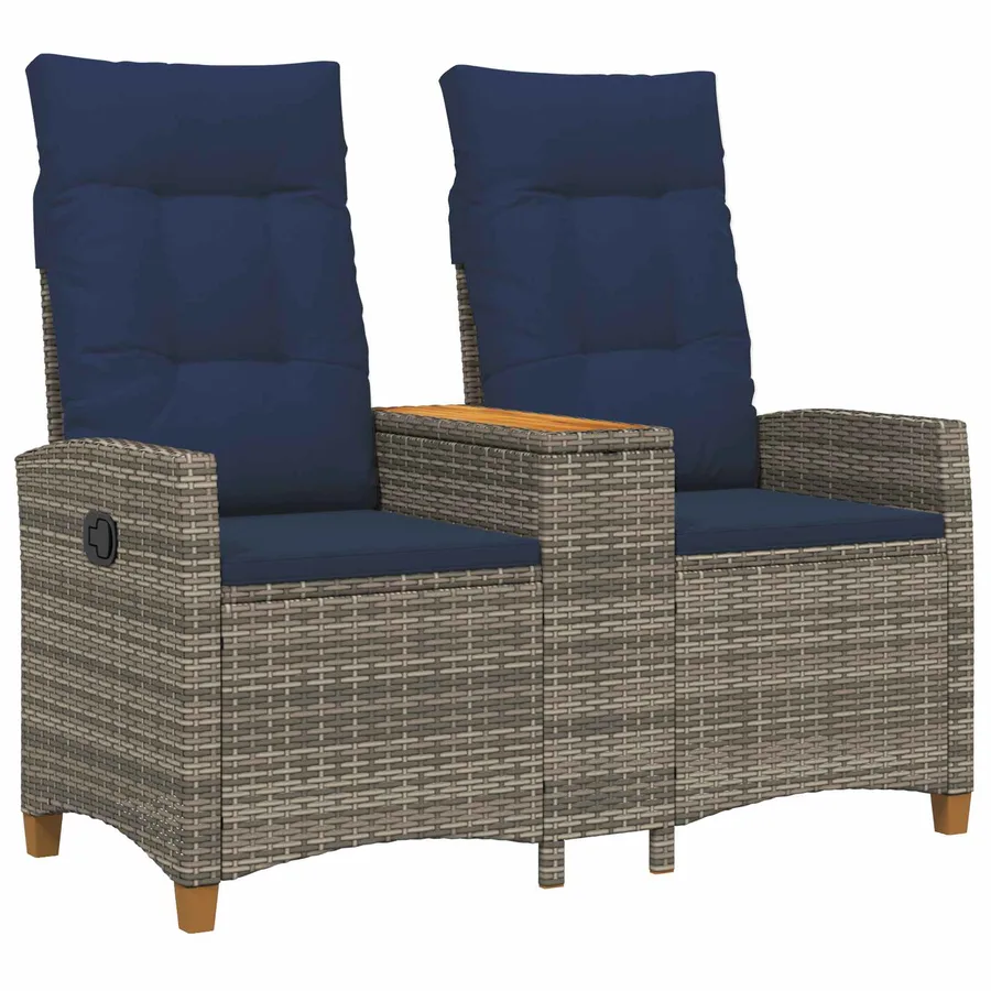 Banc inclinable avec table Gris et bleu marine polyrotin - 2