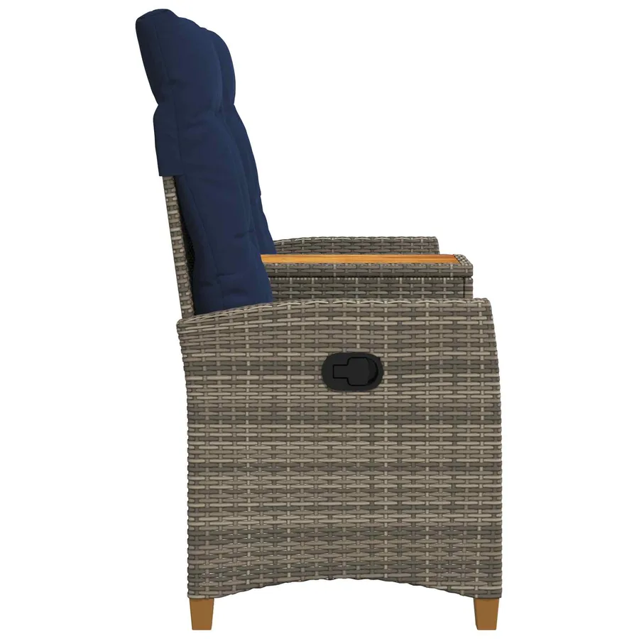 Banc inclinable avec table Gris et bleu marine polyrotin - 5