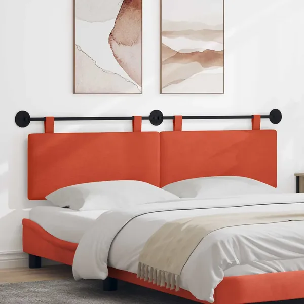 Tête de lit suspendue Rouge orange Tissu en velours côtelé