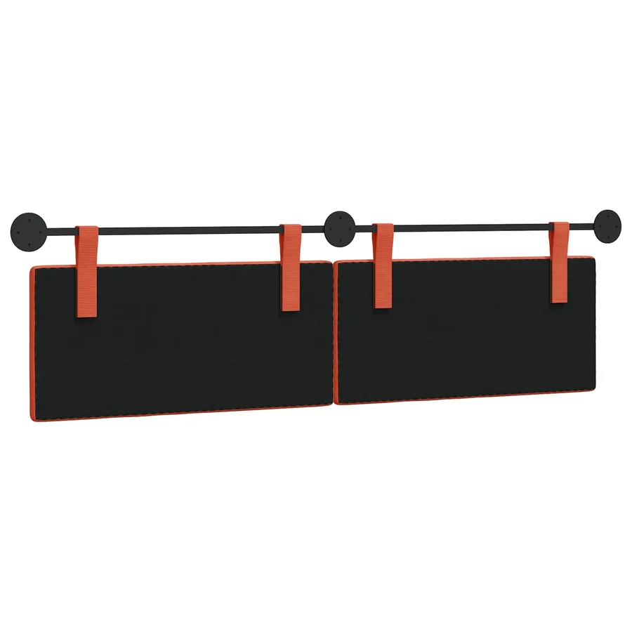 Tête de lit suspendue Rouge orange Tissu en velours côtelé - 7