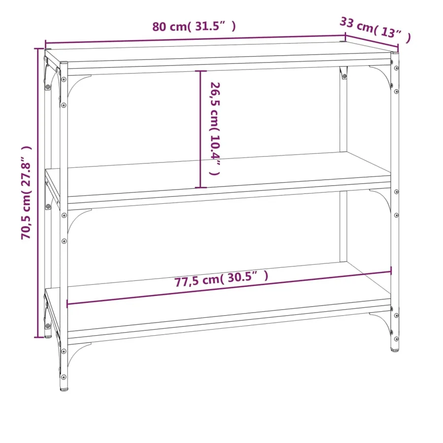 Bibliothèque Chêne Sonoma 80x33x70,5 cm Bois d'ingénierie acier - 9